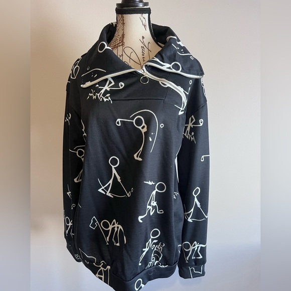Tops - Black Graphic Women Top